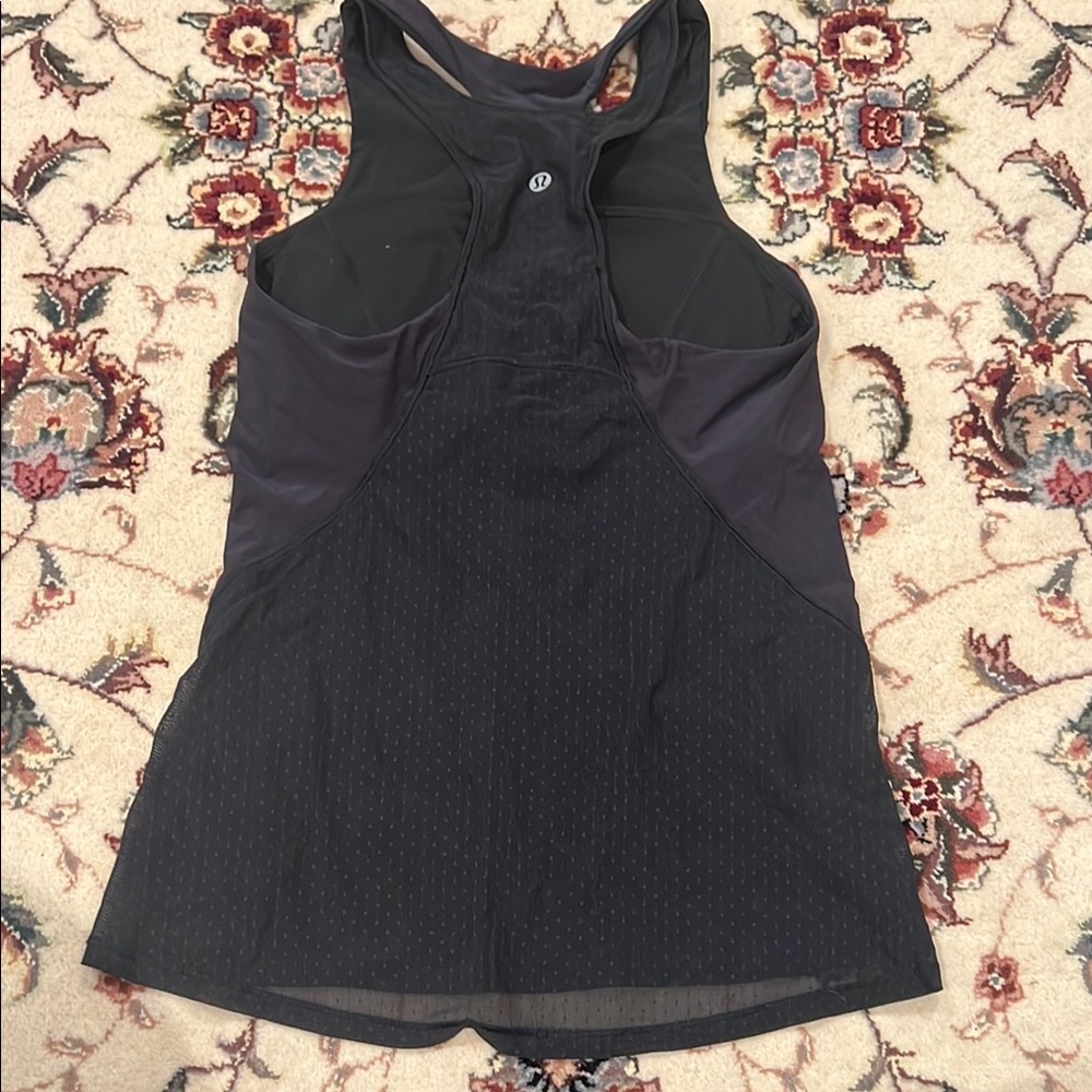 Lululemon Black Women's Tank Top with Sheer Polka Dot Mesh Back Size 6